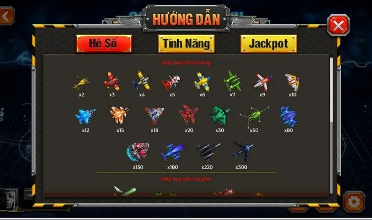 Các loại máy bay trong game Bắn Cá Đại Chiến B52 Tại 89Bet