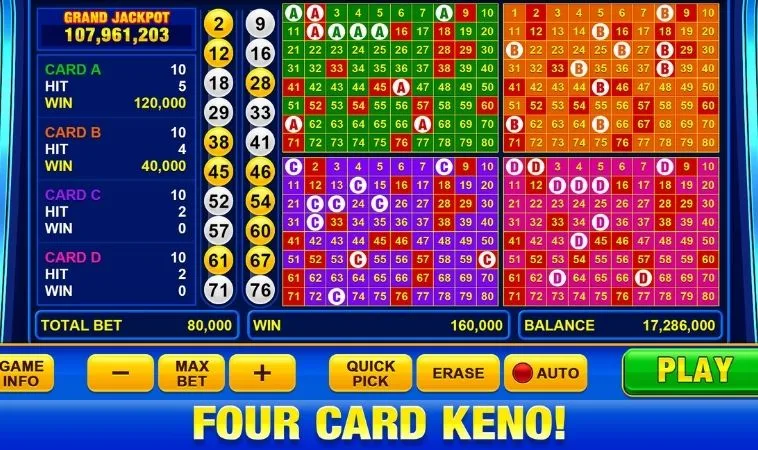 Giao diện chơi game nhanh Keno Tại 89Bet